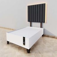 Dormitorio Enns + Cabecera Led Córdoba 2 plz - Negro y Blanco