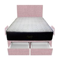 Dormitorio Pocket Vip + 4 Cajones 1.5 Plz + Cabecera - Rosado
