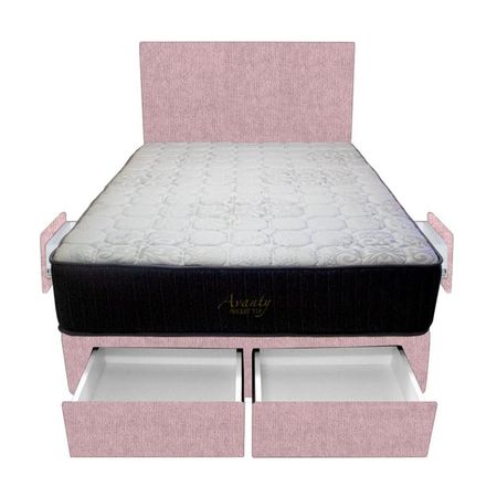Dormitorio Pocket Vip + 4 Cajones 1.5 Plz + Cabecera - Rosado