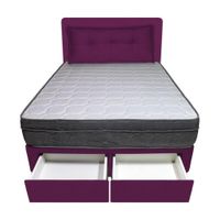 Dormitorio Turin + 2 Cajones 1.5 Plz + Cabecera + Cojin - Purpura