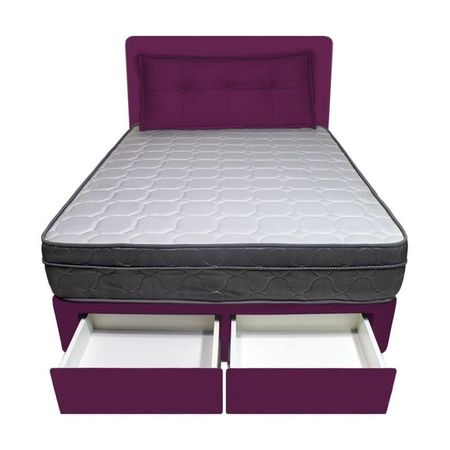Dormitorio Turin + 2 Cajones 1.5 Plz + Cabecera + Cojin - Purpura