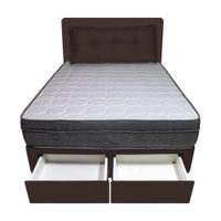 Dormitorio Turin + 2 Cajones 1.5 Plz + Cabecera + Cojin - Chocolate