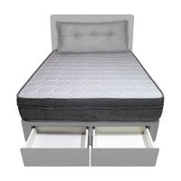 Dormitorio Turin + 2 Cajones 1.5 Plz + Cabecera + Cojin - Gris Claro