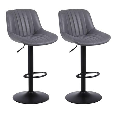 Set x 2 Silla de Bar New York con Respaldo y Reposapiés Gris