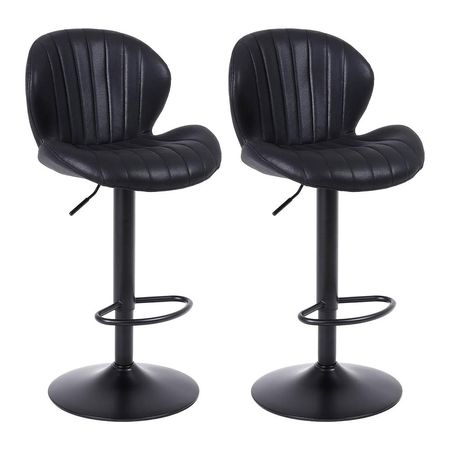 Set x 2 Bancos de Bar Lounge con Respaldo y Reposapiés Negro