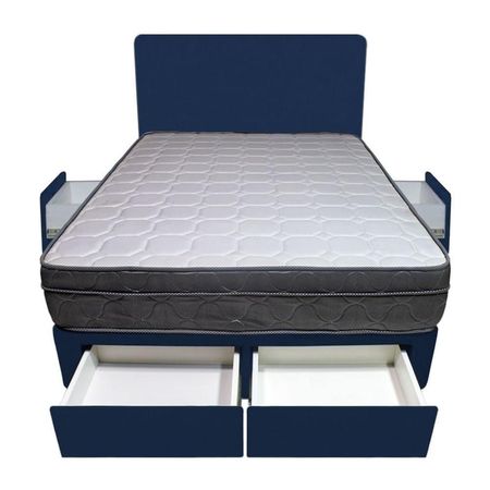 Dormitorio Turin + 4 Cajones 1.5 Plz + Cabecera - Azul Marino