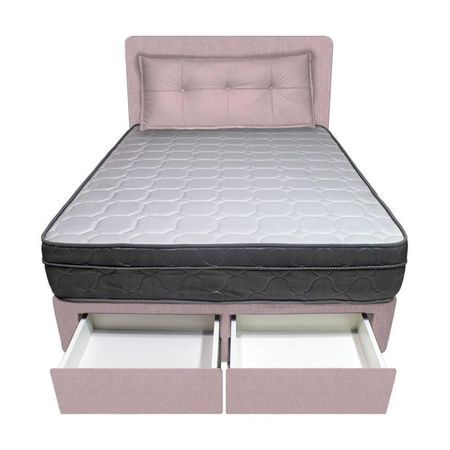 Dormitorio Turin + 2 Cajones 1.5 Plz + Cabecera + Cojin - Rosado
