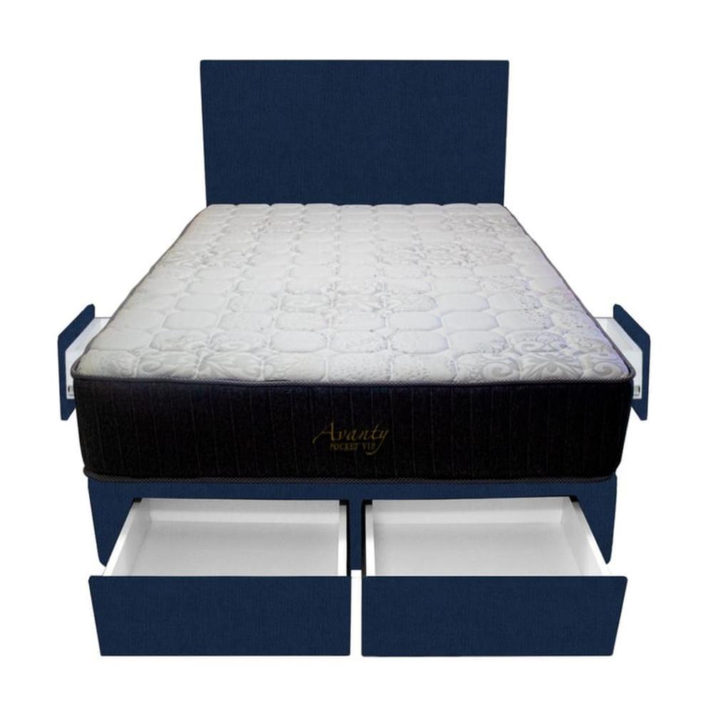Dormitorio Pocket Vip + 4 Cajones 1.5 Plz + Cabecera - Azul Marino