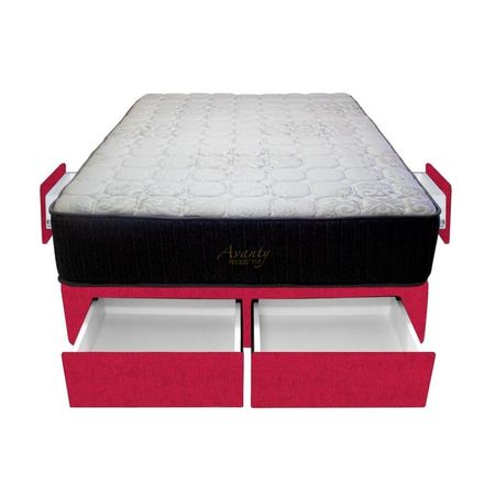 Cama Pocket Vip + 4 Cajones 1.5 Plz + 1 almohada - Rojo