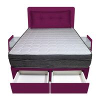 Dormitorio Turin + 4 Cajones Queen + Cabecera + Cojin - Purpura