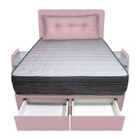 Dormitorio Turin + 4 Cajones Queen + Cabecera + Cojin - Rosado
