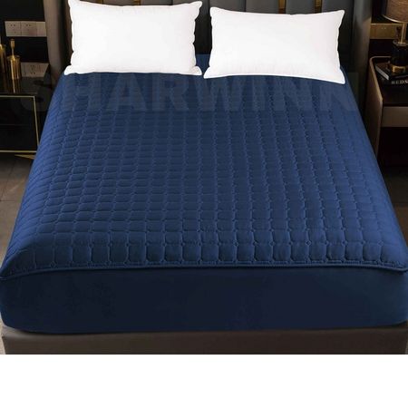 Cobertor Queen de Colchon Protector Impermeable Azul