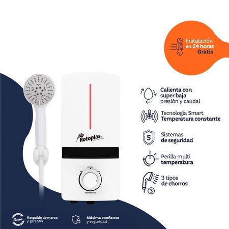 Rapiducha Rotoplas Spazio 5500W Blanco Agua Caliente Instantanea