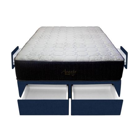 Cama Pocket Vip + 4 Cajones 2 Plz + 2 almohadas - Azul Marino