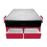 Cama Pocket Vip + 4 Cajones 2 Plz + 2 almohadas - Rojo