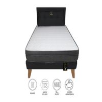 Dormitorio Turin Slim 2 Plz + Cabecera + Cojín - Negro