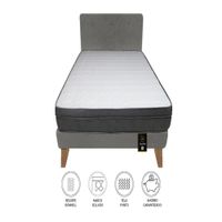 Dormitorio Turin Slim 1.5 Plz + Cabecera + Almohada - Gris Oscuro