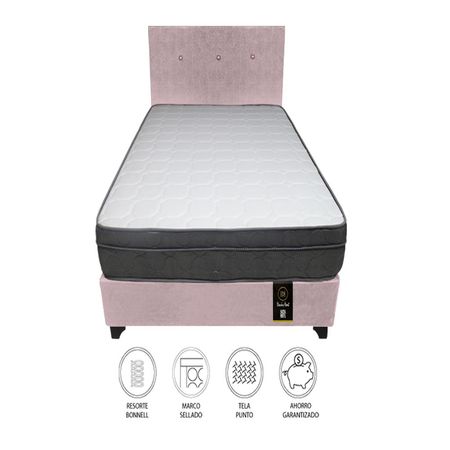 Dormitorio Turin 1.5 Plz + Cabecera + 1 Almohada - Rosado