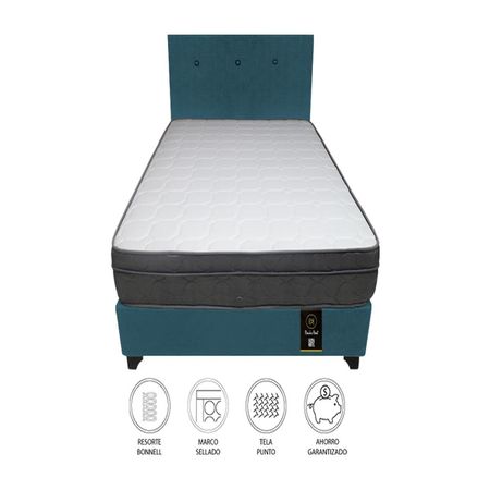 Dormitorio Turin 1.5 Plz + Cabecera + 1 Almohada - Cobalto