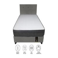 Dormitorio Turin 1.5 Plz + Cabecera + 1 Almohada - Gris Oscuro