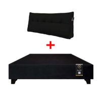 Base de Cama Luton + Cojin de Respaldo Bitola 1.5 Plz - Negro
