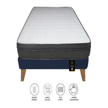 Cama Turin Slim 1.5 Plz + 1 almohada - Azul Marino