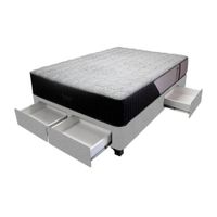 Cama Pocket Vip + 4 Cajones 2 Plz + 2 almohadas - Gris Claro