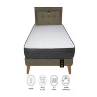 Dormitorio Turin Slim 2 Plz + Cabecera + Cojín - Beige Oscuro
