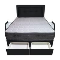 Dormitorio Turin + 4 Cajones 2 Plz + Cabecera + Cojin - Negro