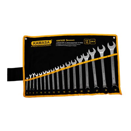 Juego de Llaves Mixta Kamasa 17 Pcs 6-32Mm Cr-V KM7630