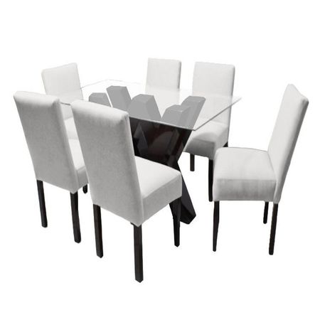 Juego de Comedor Fortalieza con 6 Sillas Mesa de Vidrio - Ivory