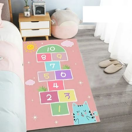 Alfombra Tapete Didáctico para Niños Base Anti Deslizante Rosado