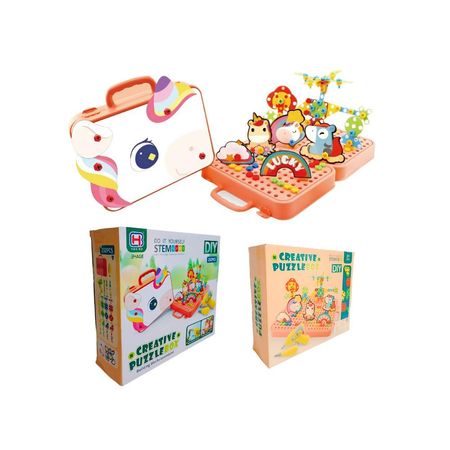 Juego Didáctico Mosaico Unicornio Creativo con Taladro