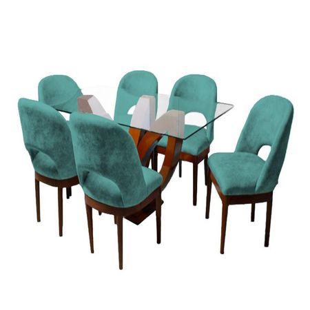Juego de Comedor Brasilia con 6 Sillas Mesa de Vidrio - Jade