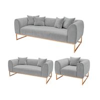 Juego de sala 3 2 1 Luxury Nikole - Gris claro