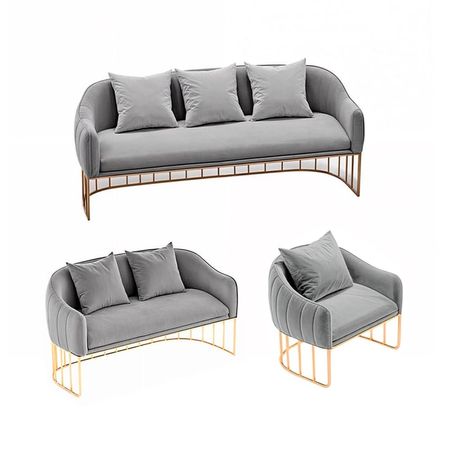 Juego de sala 3 2 1 Luxury Sveti - Gris claro