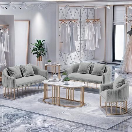 Juego de sala 3 2 1 Luxury Sveti + Mesa de centro - Gris claro