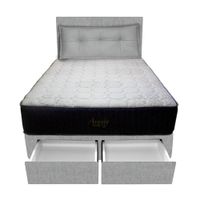 Dormitorio Pocket Vip + 2 Caj. 2 Plz + Cabecera + Cojin - Gris Claro