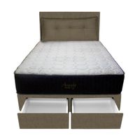 Dormitorio Pocket Vip + 2 Caj. 2 Plz + Cabecera + Cojin - Beige Oscuro