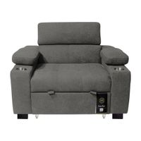 Sofá Cama Baltimore con Porta Vasos y Bolsillo 1 plz - Gris Oscuro