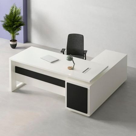 Escritorio Con Cajones Paris - Blanco Y Negro