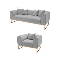 Juego de sala 3 1 Luxury Nikole - Gris claro