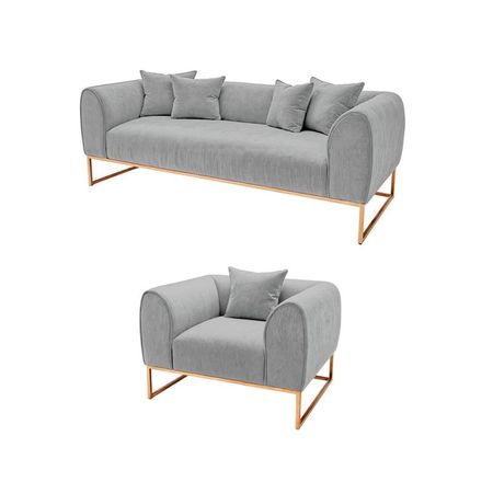 Juego de sala 3 1 Luxury Nikole - Gris claro