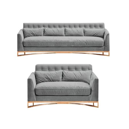 Juego de sala 3 2 Luxury Llinden - Gris claro