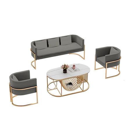 Juego de sala 3 1 1 Luxury Ohrid + Mesa de centro - Gris oscuro