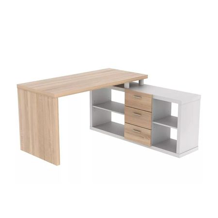 Escritorio Con Cajones Buota - Damasco Y Blanco