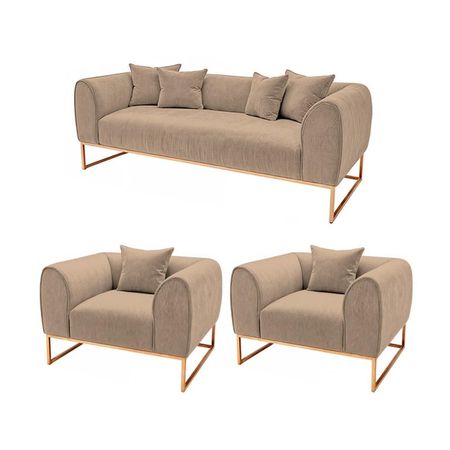 Juego de sala 3 1 1 Luxury Nikole - Beige claro