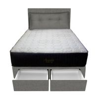 Dormitorio Pocket Vip + 2 Caj. 2 Plz + Cabecera + Cojin - Gris Oscuro