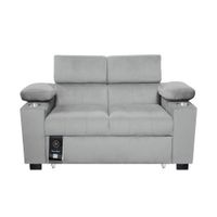 Sofá Cama Baltimore con Porta Vasos y Bolsillo 2plz - Gris Claro