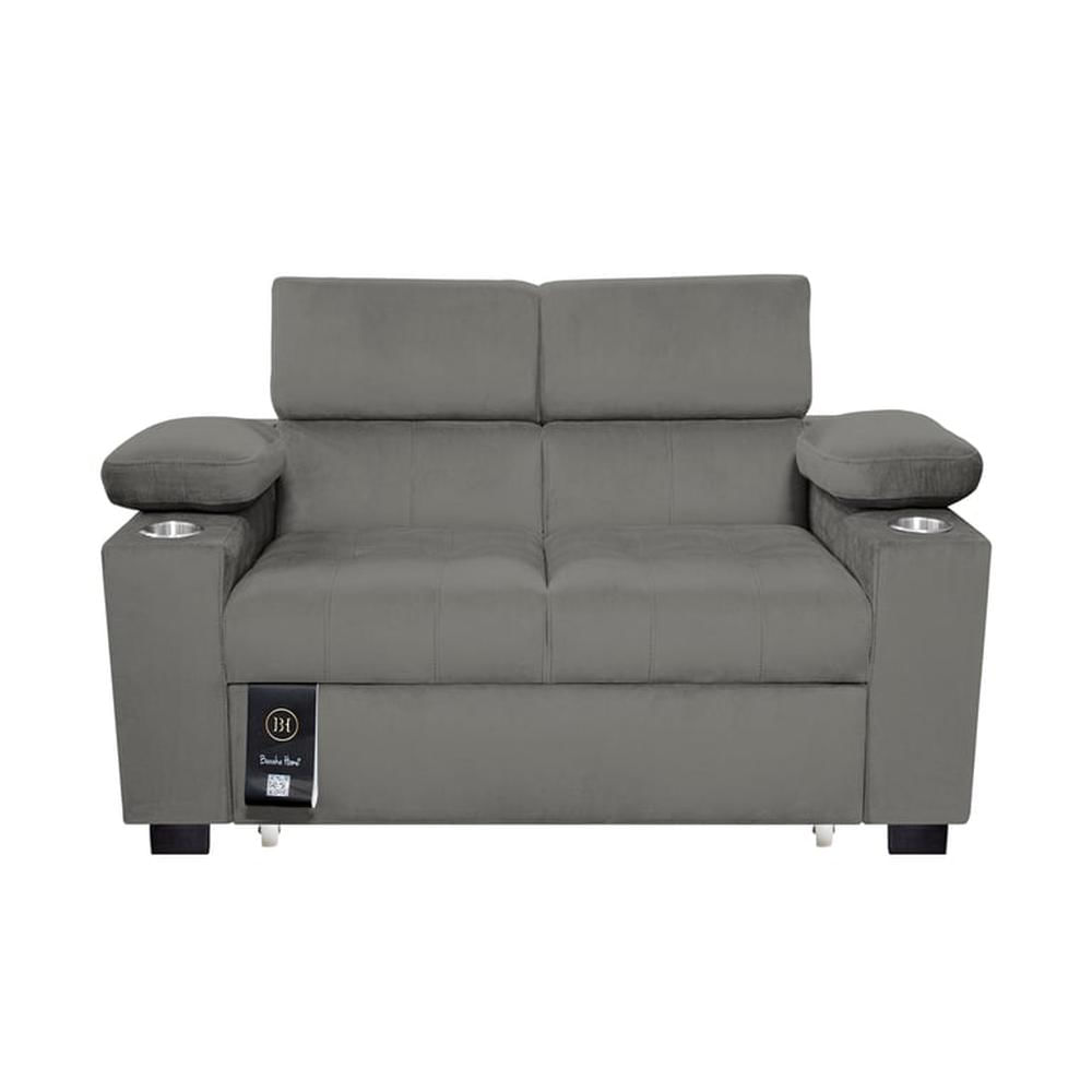 Sofá Cama Baltimore con Porta Vasos y Bolsillo 2plz - Gris Oscuro